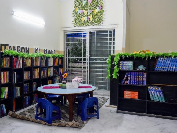 A new reading corner designed by Fatima and her friends from Shalimar Medical College.